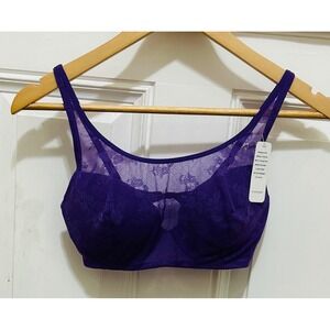 Natori Dahlia Purple Floral Lace Underwire Bra 734042 Womens 32C NEW